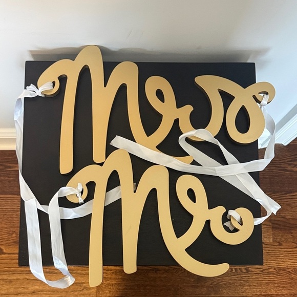 Other - Gold Mr & Mrs Wedding Chair Signs Bride Groom Reception Decor Photo